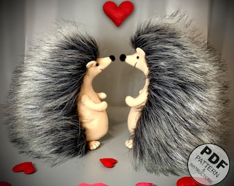 Hedgehog Sewing Pattern PDF. Woodland Animals Felt Toys Pattern. Valentine&#39;s Day Felt Gift. Digital Download. Plush Hedgehog in Love DIY.