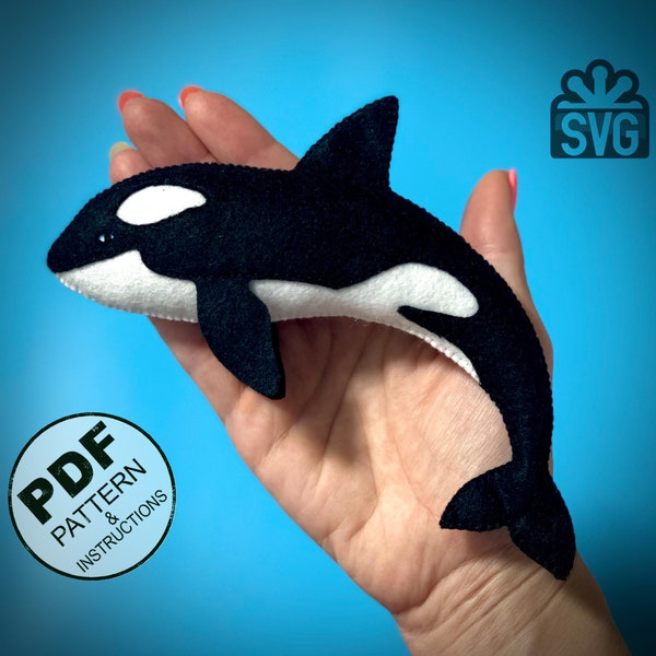 Orca Sewing Pattern PDF and SVG. Ocean Animals Pattern. Whale Killer DIY. Sea Animals. Felt Toys Sewing Pattern. Ocean Decor. Coastal Decor.