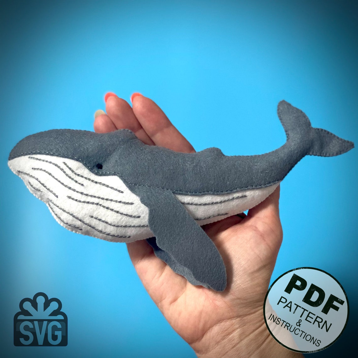 Humpback Whale Sewing Pattern PDF and SVG. Ocean Animals Pattern. Felt ...