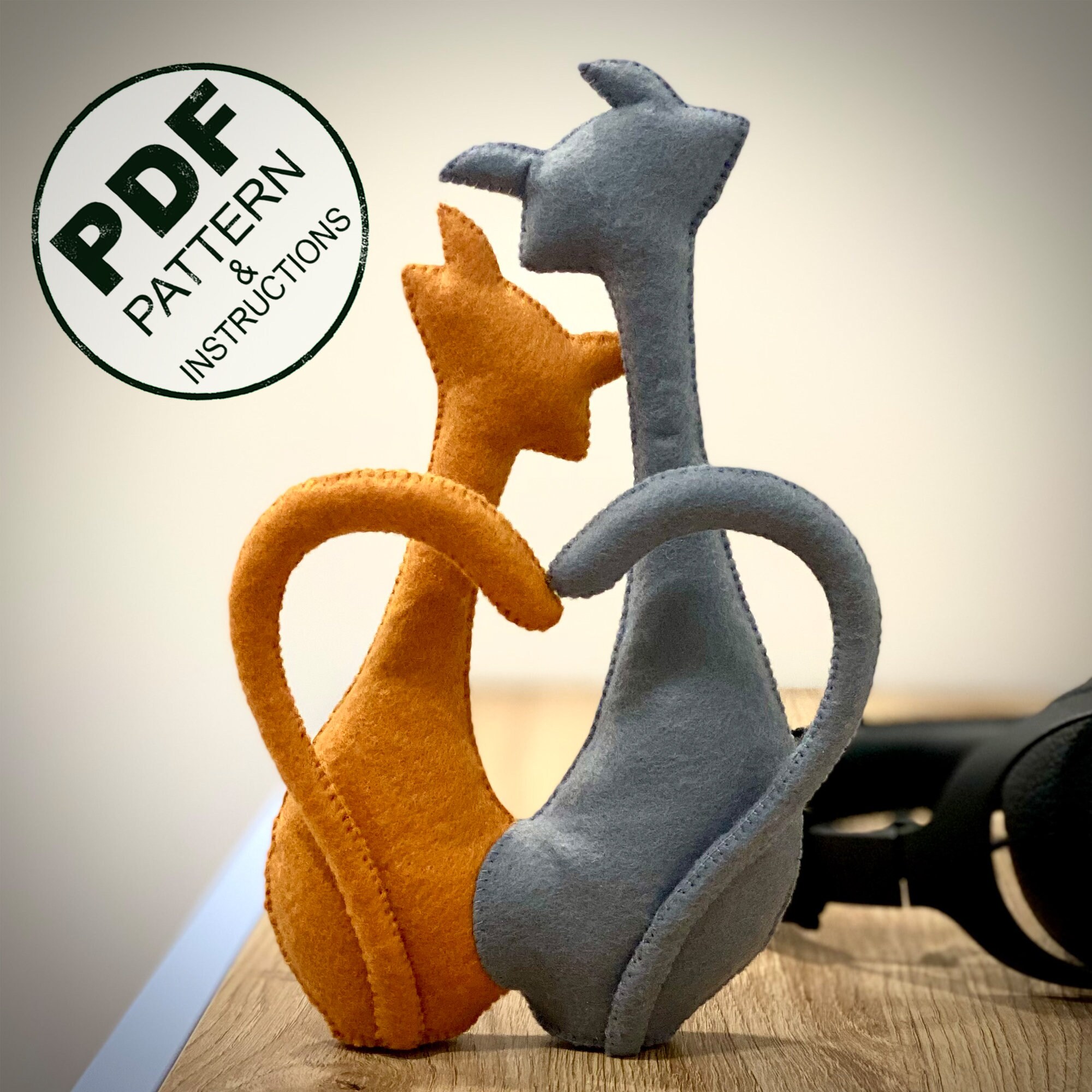 Felt Cat Sewing Pattern PDF. Cat Plushie DIY. Easy Pattern and Tutorial ...