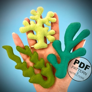 Coral and Seaweed Sewing Pattern PDF. Ocean Easy Beginner Pattern. Felt Toys DIY. Under The Sea. Coastal Ornament. Plants. Ocean Life.