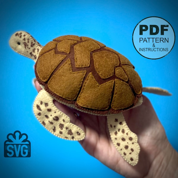 Turtle Sewing Pattern PDF and SVG. Ocean Animals Pattern. Sea Turtle Easy Pattern and Tutorial. Sea Animals Toys. Under The Sea. Felt Toys.