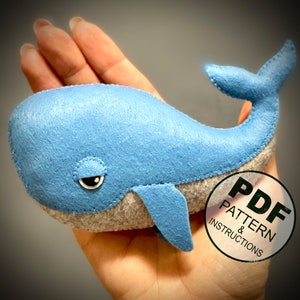 Whale Sewing Pattern PDF. Felt Sperm Whale Easy Beginner Pattern. Felt Ocean Toys. Sea Animals. Under The Sea. Marine Decor Pattern.