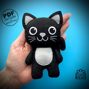 Cat Sewing Pattern PDF and SVG. Kitty. Felt Animals Pattern. Plush Cat DIY. Felt Toys Pattern.