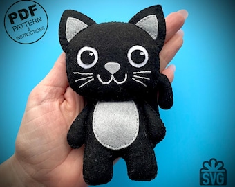 Felt Cat Sewing Pattern: Plush Kitty DIY (PDF & SVG)