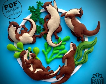 Felt Otter Baby Mobile PDF Pattern, Ocean Nursery Decor (DIY)