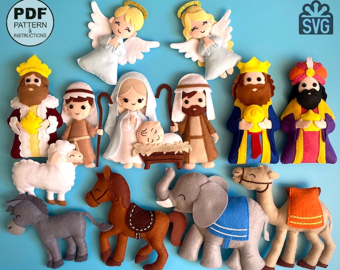 Nativity Pattern Felt Nativity Scene Pattern PDF Felt Mary and Joseph Christmas Ornament ...