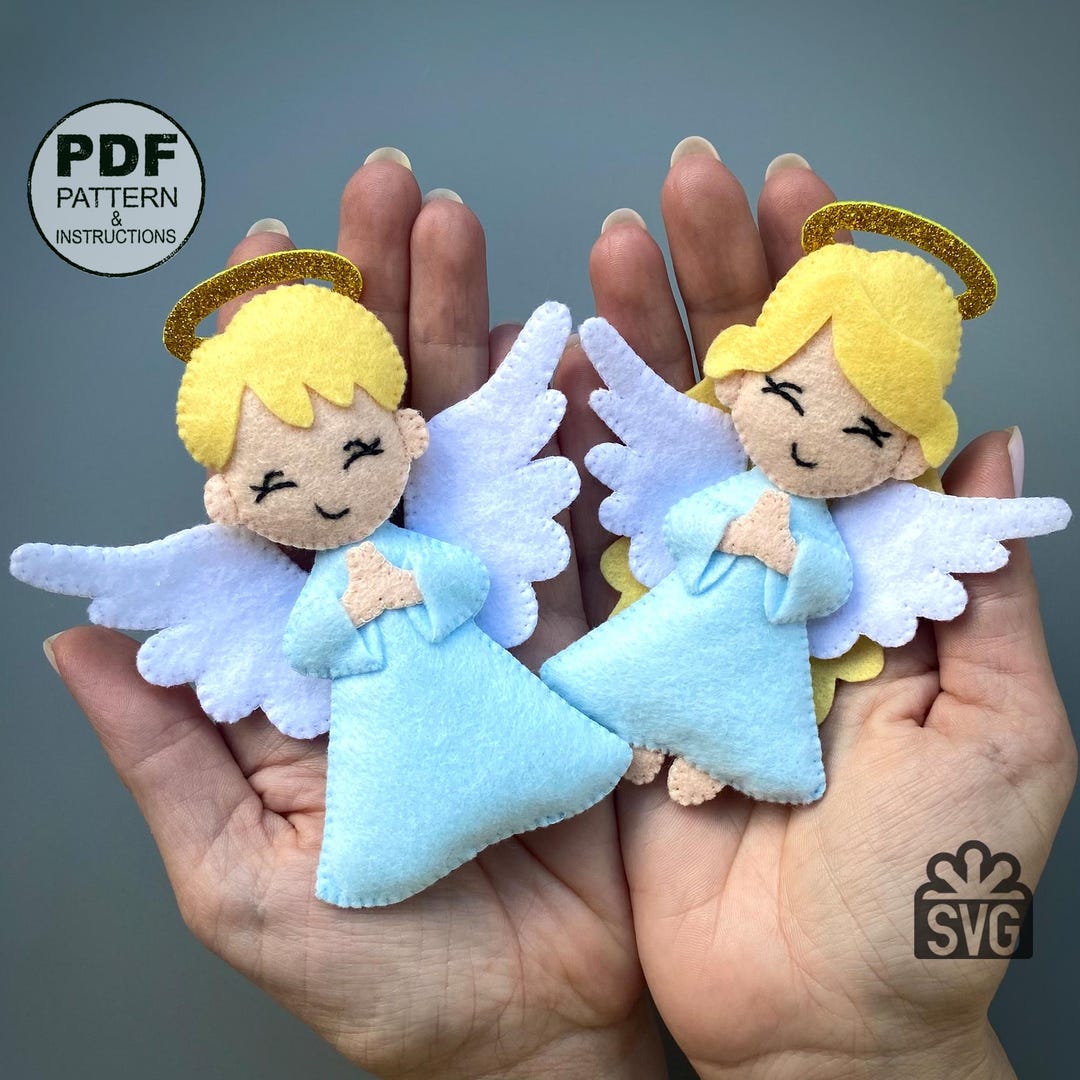 Felt Cristmas Angels Toys Sewing Pattern PDF and SVG. Christmas ...