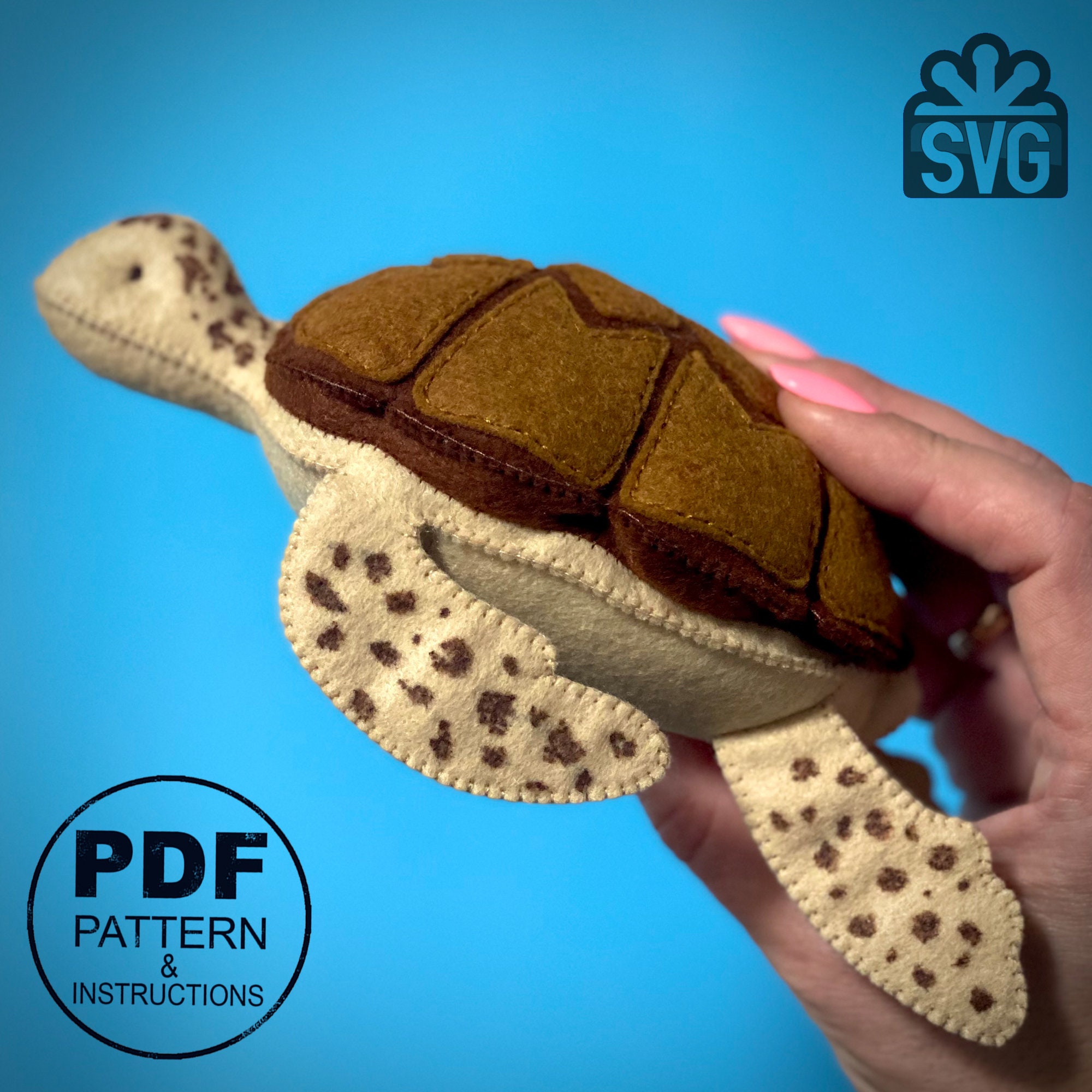 Turtle Sewing Pattern PDF and SVG. Ocean Animals Pattern. Sea Turtle ...