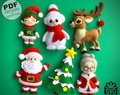 Felt Christmas Ornaments Sewing Pattern PDF and SVG. Santa Claus Pattern. Christmas Tree. Felt Ornament DIY. Christmas Deer. Christmas Elf.