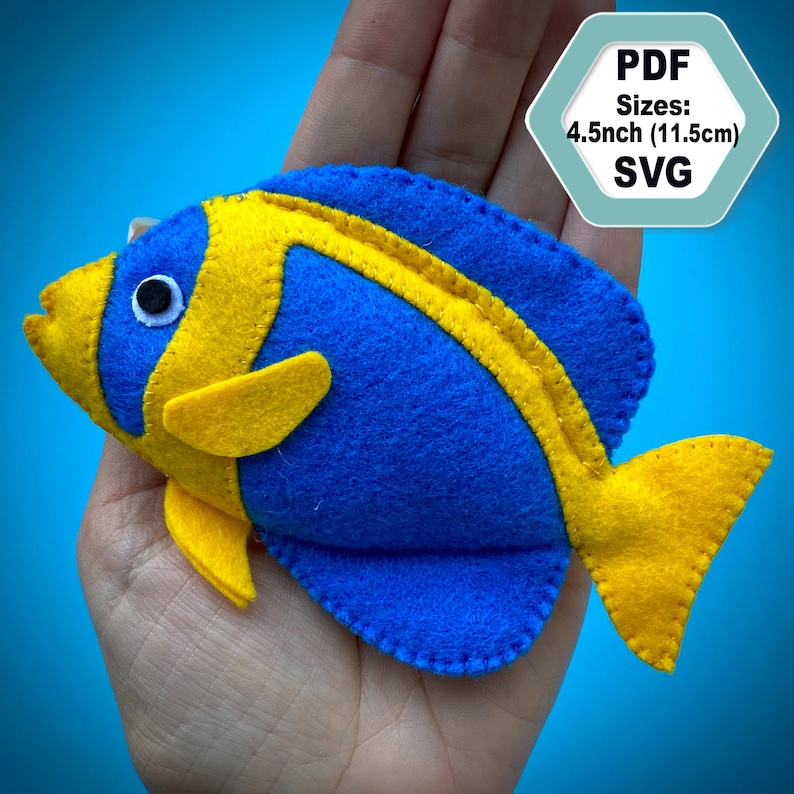 Felt Fish Sewing Pattern PDF and SVG. Felt Fish Pattern. Tropical Fish ...