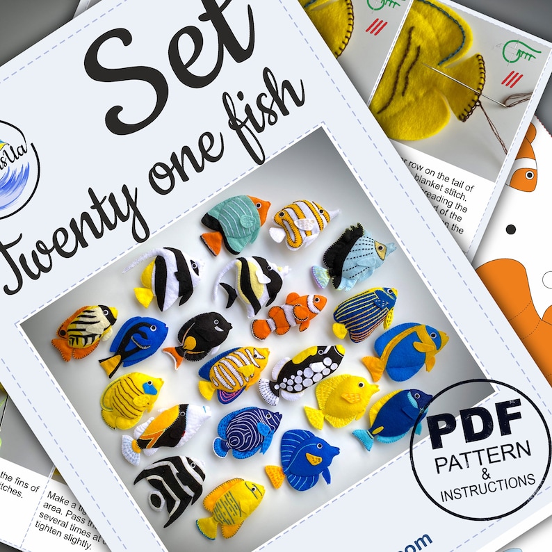 Felt Fish Sewing Pattern PDF and SVG. Coral Fish. Reef Fish. Tropical ...