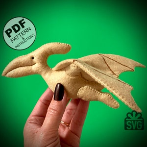 Dinosaurs Sewing Pattern PDF in two sizes (small and big). Pterodactyl. Felt Fly Dinosaur Pattern. Plush Toy Dino Pattern. Dinosaur DIY.