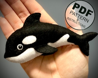 Felt Orca Sewing Pattern, Marine Animal Toy (PDF Pattern)