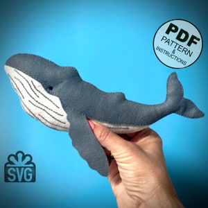 Humpback Whale Sewing Pattern PDF and SVG. Ocean Animals Pattern. Felt Whale Easy Pattern and Tutorial. Sea Animals Toys. Felt Toys Pattern.