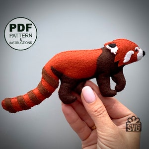 Red Panda Sewing Pattern PDF and SVG. Felt Animals Pattern. Felt Toys DIY. Red Panda Bear Pattern. Felt Pattern. Woodland Pattern.