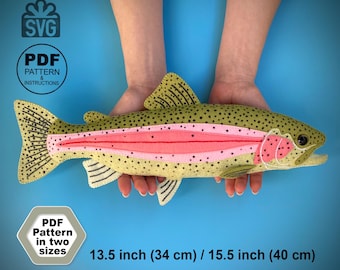 Fish Sewing Pattern PDF. Rainbow Trout. Realistic Felt Fish. Fly Fishing.