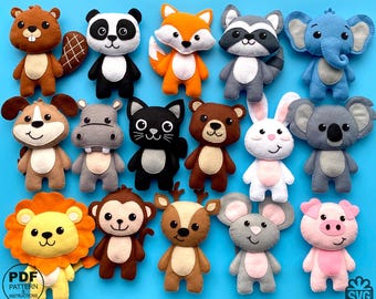 Felt Animals Sewing PDF Pattern. Easy Patterns. Stuffed Animals DIY. Felt Toys Pattern. For Kids. Felt Stuffed Toys. Woodland Animals.