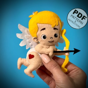 Felt Cupid Sewing Pattern: Valentine's Day Ornament (PDF Pattern)