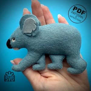 Koala Sewing Pattern PDF and SVG. Felt Animals. Plush Toys DIY. Plush Koala. Australian Animals.