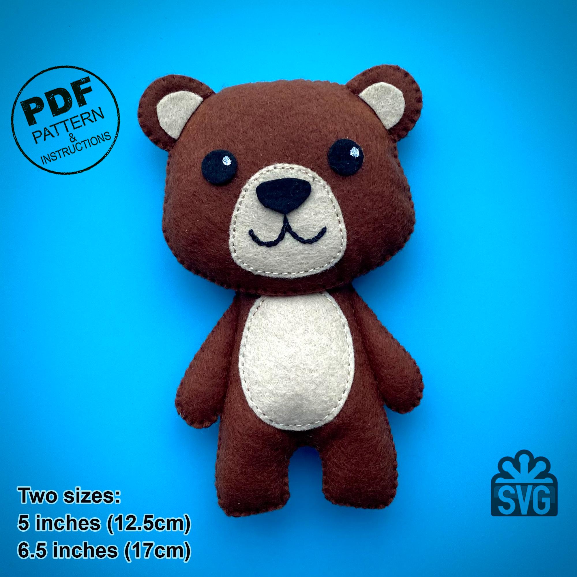 Felt Teddy Bear Sewing Pattern PDF, SVG (digital Download) - Etsy