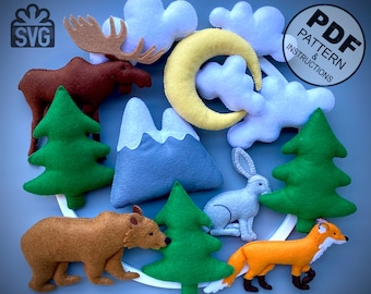 Felt Woodland Animals Baby Mobile PDF Sewing Pattern