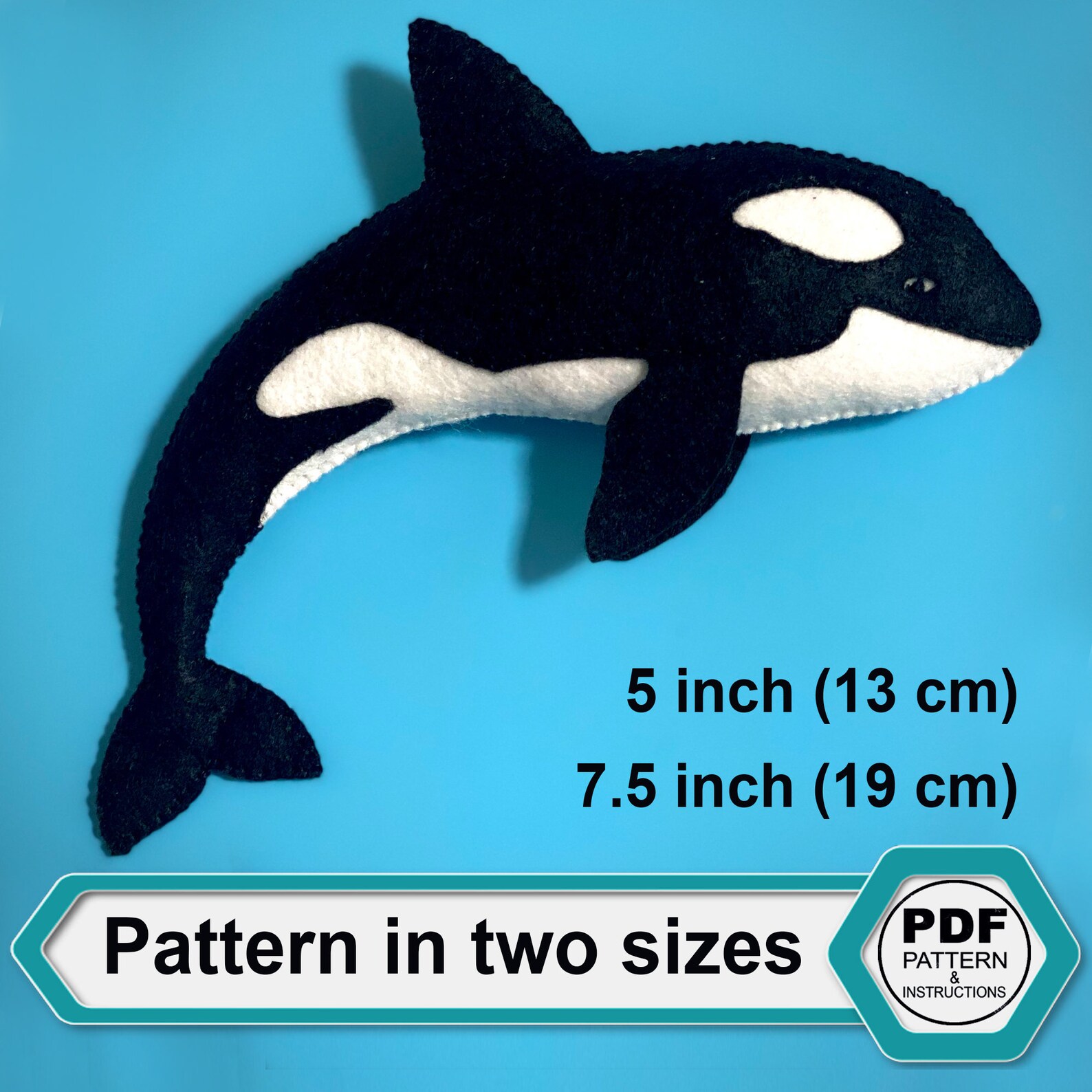 Orca Sewing Pattern PDF and SVG. Ocean Animals Pattern. Whale Killer ...