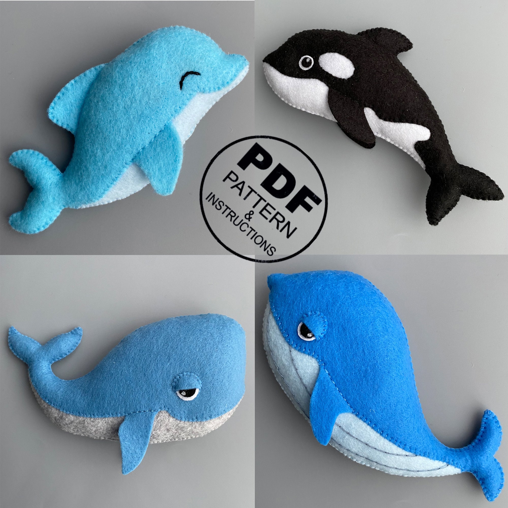 Ocean Animals Sewing Pattern PDF. Felt Sea Animal Toys Easy Pattern ...