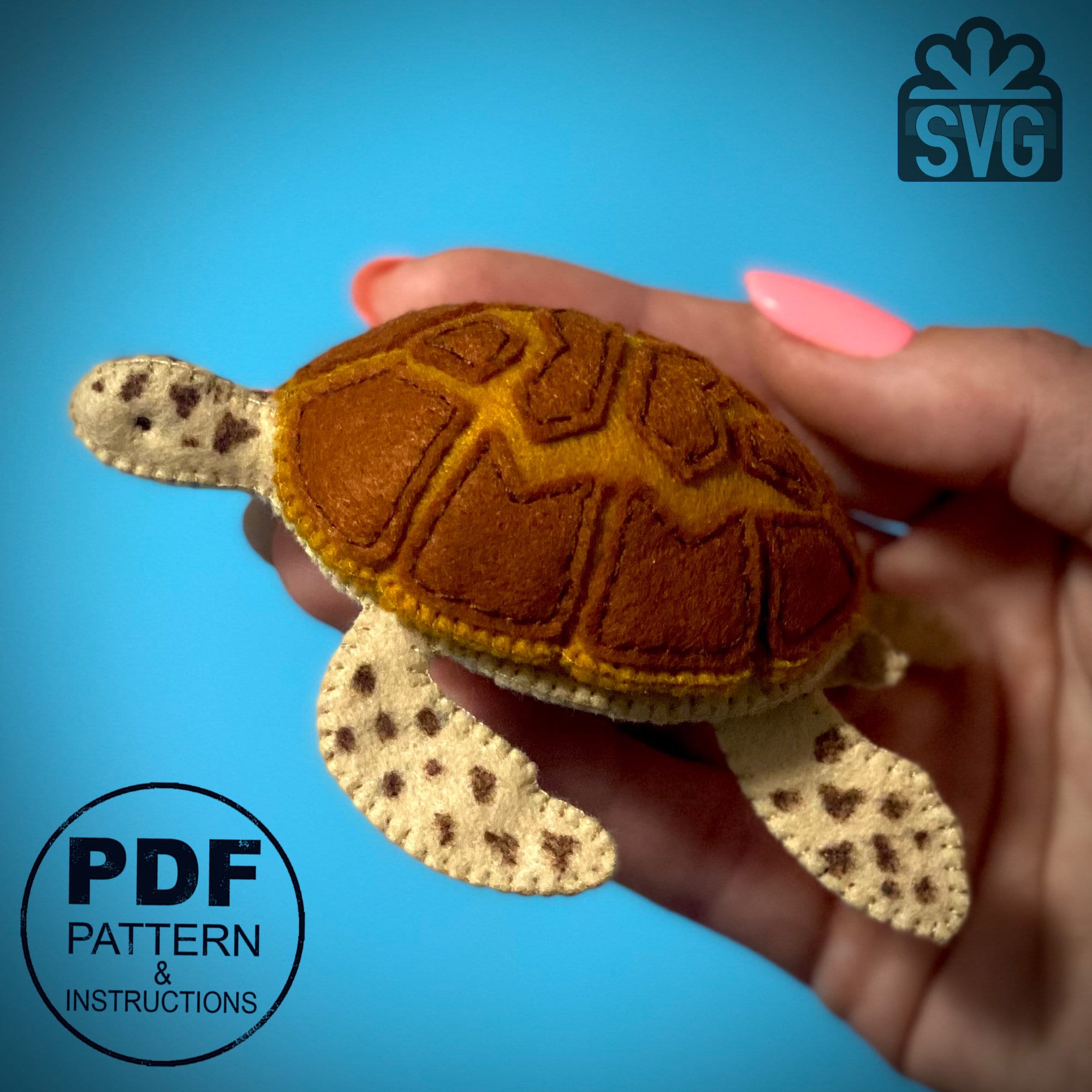 Turtle Sewing Pattern PDF and SVG. Ocean Animals Pattern. Sea Turtle ...