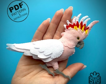 Felt Inca Cockatoo Sewing Pattern PDF & SVG