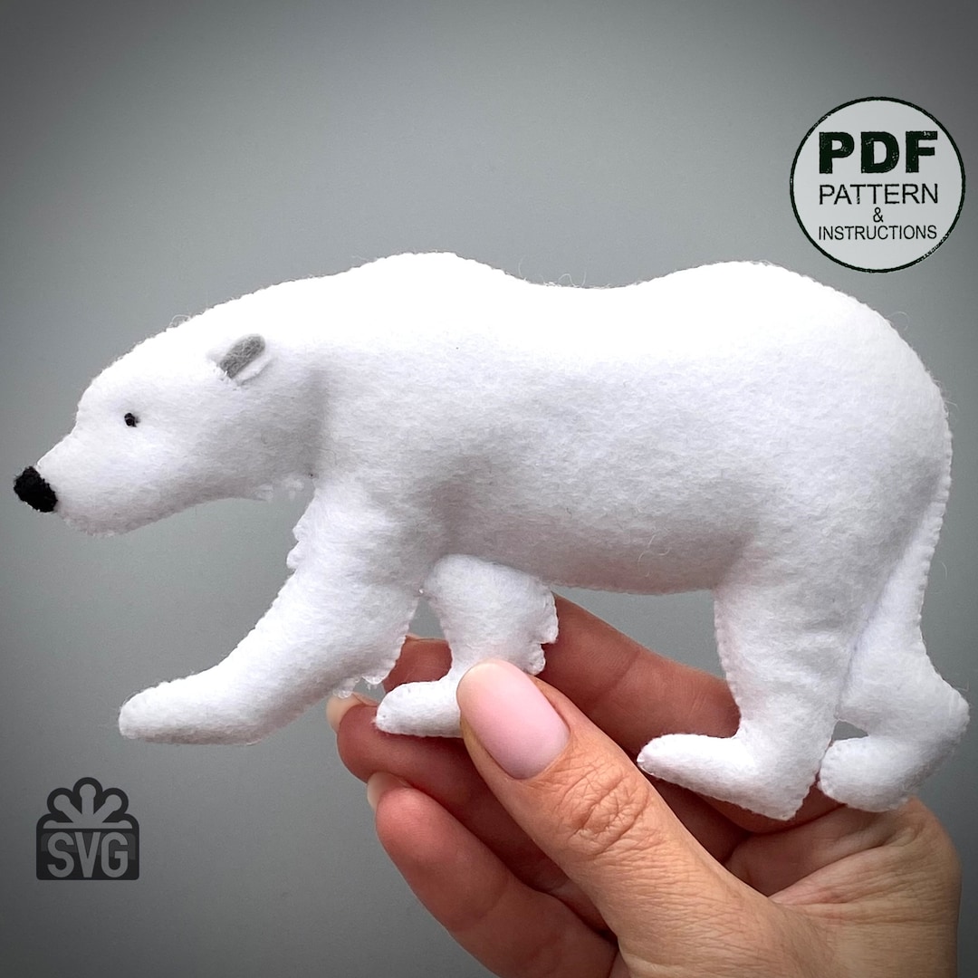 作家さんベア Polar Bear Sewing Pattern PDF and SVG. Felt Animals Pattern