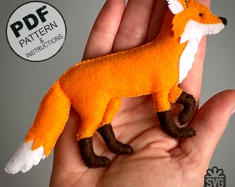 Patron de couture renard PDF et SVG. Motif renard en peluche. Motif animaux en feutre. Patron de couture pour jouets en peluche. Renard doux. Animaux des bois.