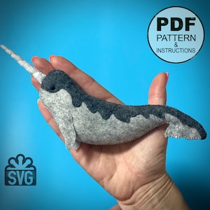 Felt Narwhal Sewing Pattern (PDF & SVG)