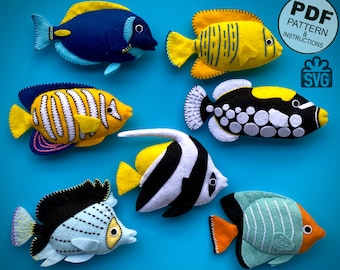 Felt Tropical Fish Sewing Pattern (PDF and SVG)