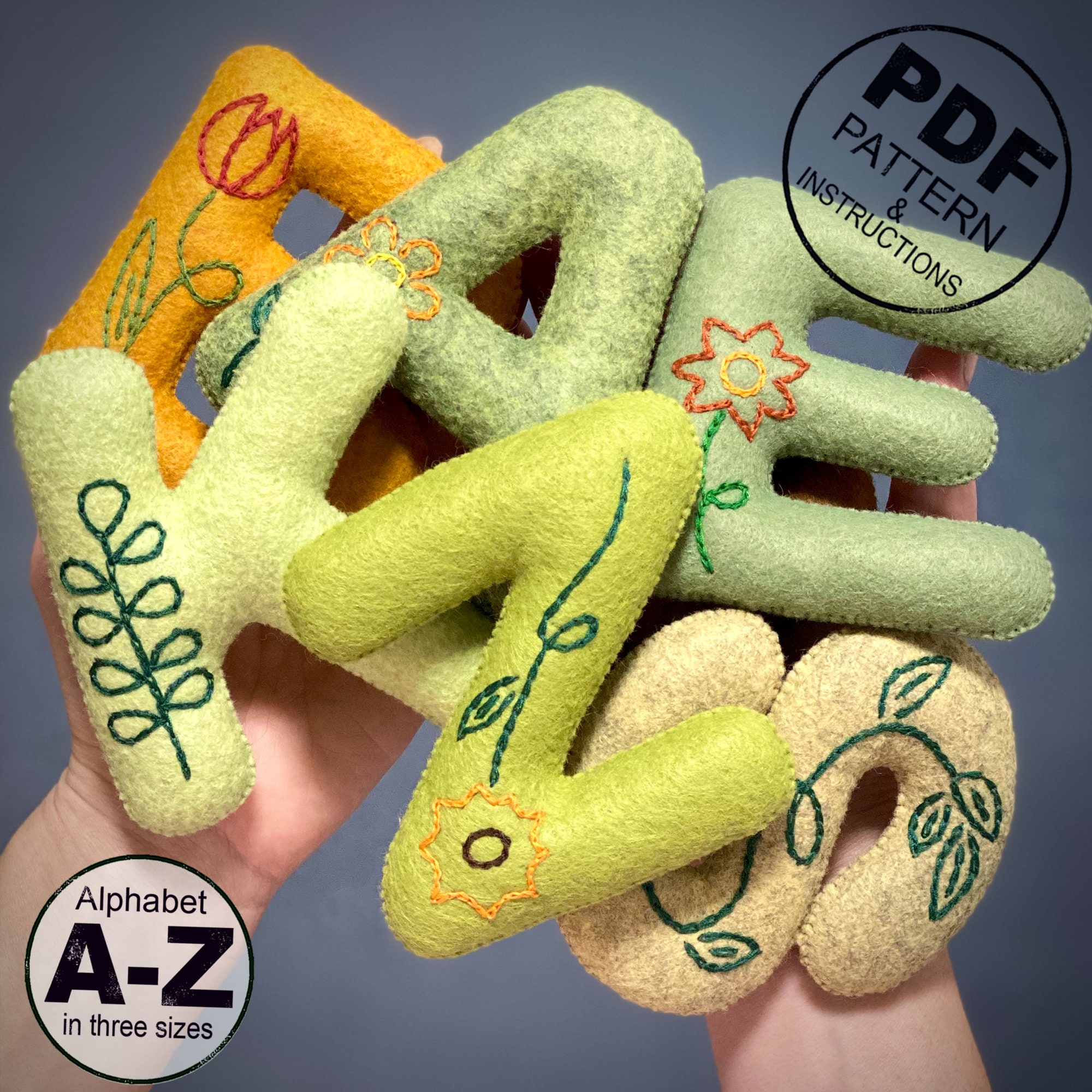 Felt Letters Sewing Pattern PDF. Banner Name Soft Plush Latters DIY