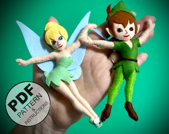 Felt Peter Pan & Tinker Bell Sewing Pattern, Fairy Tale DIY (PDF Pattern)