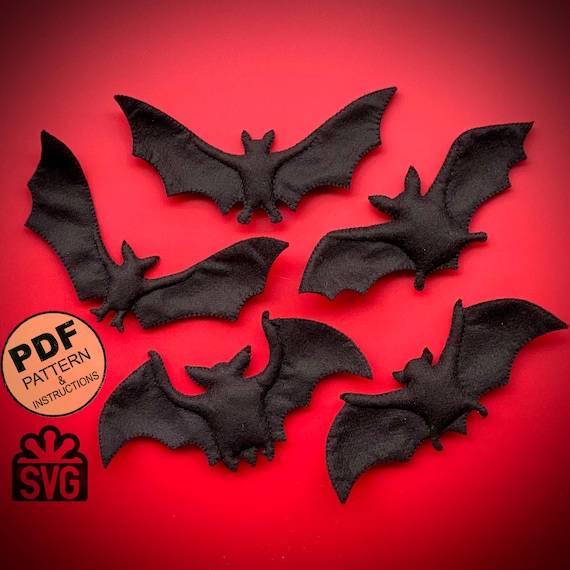 Felt Bats Sewing Pattern PDF and SVG. Halloween Ornament. Halloween Decor. Hand Sewing.