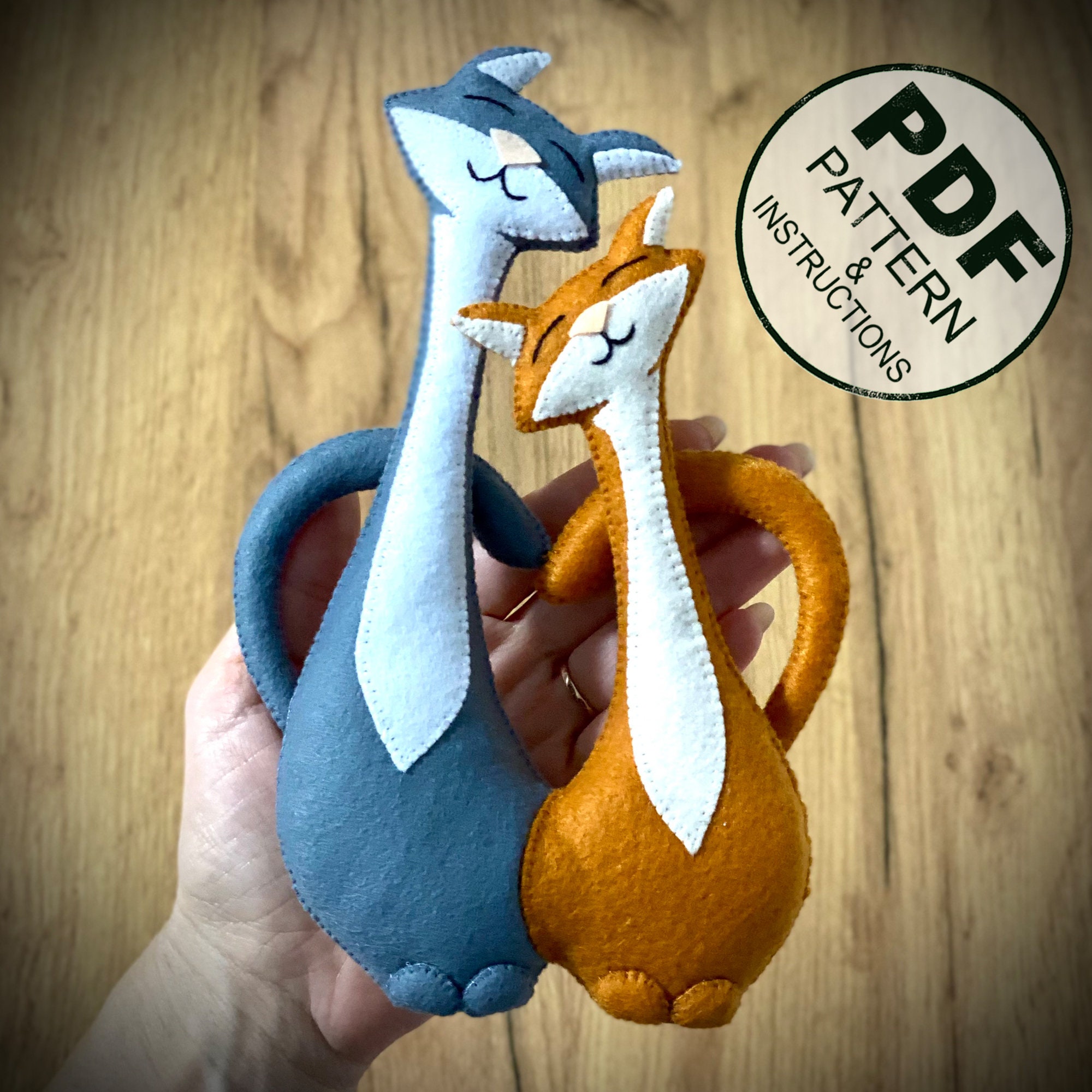 Felt Cat Sewing Pattern PDF. Cat Plushie DIY. Easy Pattern and Tutorial ...