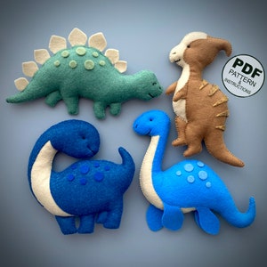 Dinosaurs Sewing Pattern PDF. DIY Felt Dinosaurs SET. Felt Toys Sewing Pattern. Dino Easy Pattern. Digital Download.