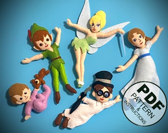 Peter Pan Felt Toys Sewing Pattern, DIY Tutorial (PDF Pattern)