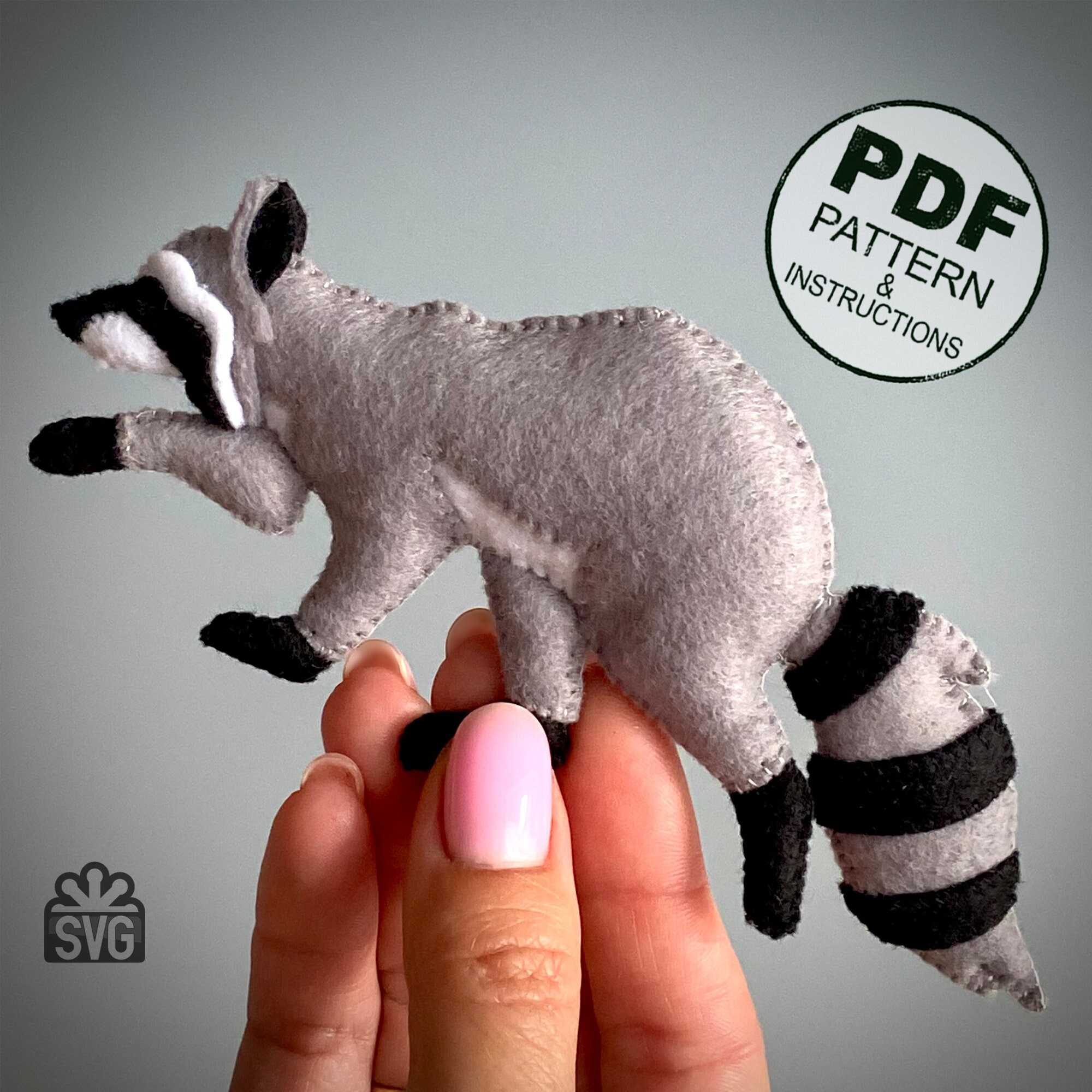 Felt Raccoon Sewing Pattern: Woodland Animal PDF & SVG - Etsy