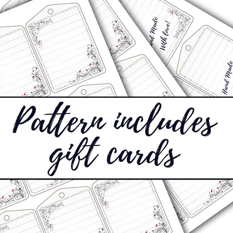Peut inclure: Etiquettes de cartes-cadeaux imprimables avec un motif floral noir et blanc et des accents rouges. Les &eacute;tiquettes ont une zone lign&eacute;e pour &eacute;crire un message. Le texte "Hand Made" et "Hand Made with Love!" est visible sur les &eacute;tiquettes.