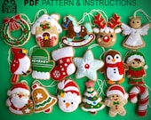 Felt Christmas Ornaments Sewing Pattern PDF and SVG. Felt Gingerbread. Christmas Cookies. Felt Ornament DIY. Christmas Decoration.