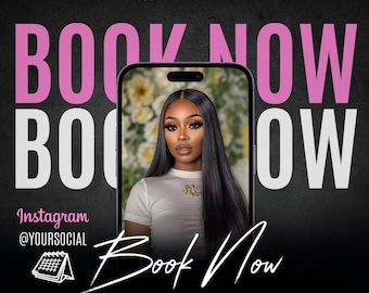February Booking Flyer| Editable Canva Template for Hair Business Instagram Posts - Wig Company Social Media Template