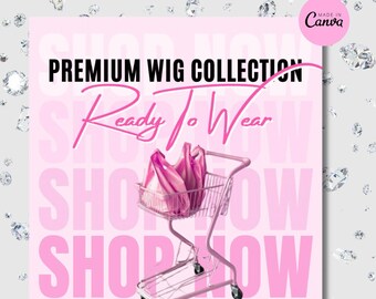 Editable Canva Template for Hair Business Instagram Posts - Wig Company Social Media Template