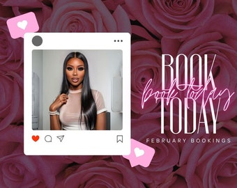 February Booking Flyer: Hair Business Instagram Template (Editable Canva)