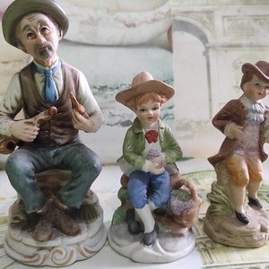 Drie Capodimonte keramische beeldjes uit de jaren 70.