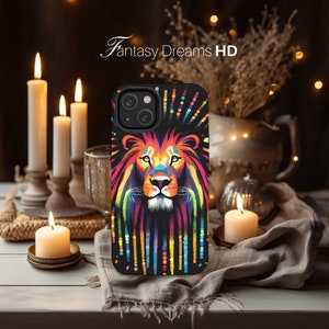 Fantasy Lion Phone Case for Iphone | Fantasy Vibrant Design | Unique Protection Cover for iPhone 15 14 Pro Max Plus 13 12 11 X 8 7 XR XS MAX
