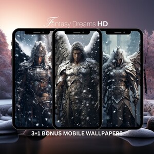 Futuristic Angel Mobile Wallpapers: 4K Digital Art (Instant Download)