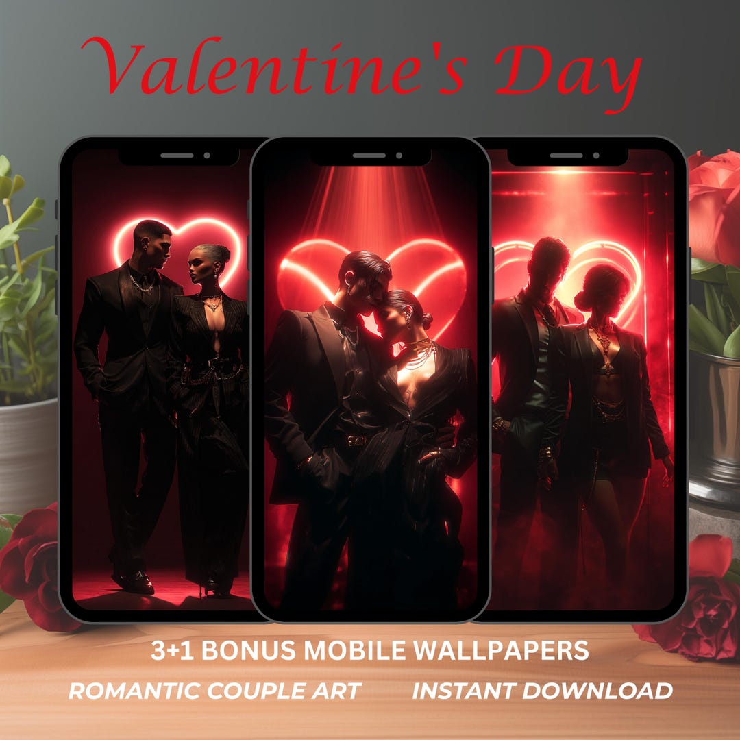 Romantic Couple Phone Wallpaper | Valentine's Day PNG (instant Download